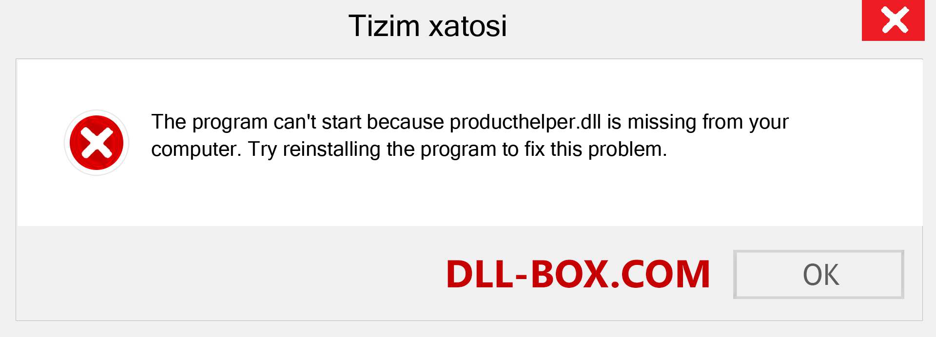 producthelper.dll fayli yo'qolganmi?. Windows 7, 8, 10 uchun yuklab olish - Windowsda producthelper dll etishmayotgan xatoni tuzating, rasmlar, rasmlar